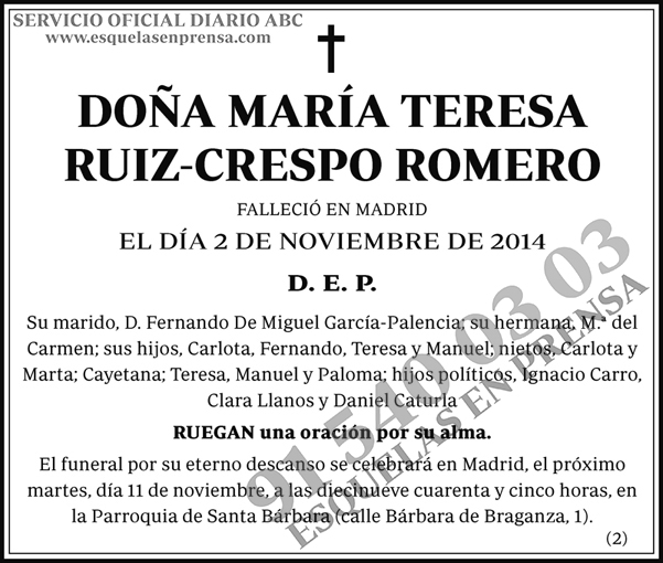 María Teresa Ruiz-Crespo Romero